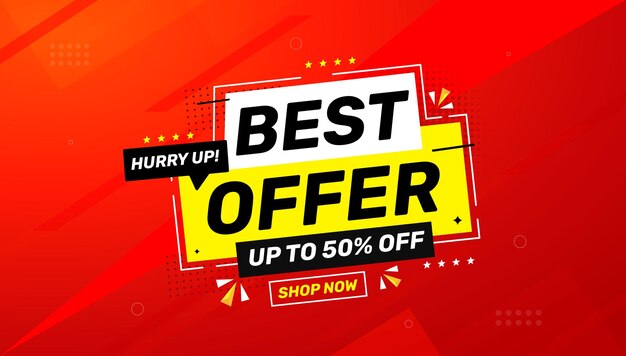 Best Offer Discount banner Offer sale banner vector template Sale label and discounts background