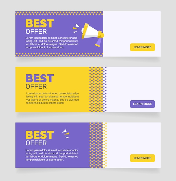 Vector best offer horizontal web banner design template. vector flyer with text space. advertising placard with customized copyspace. promotional printable poster for advertising. graphic layout