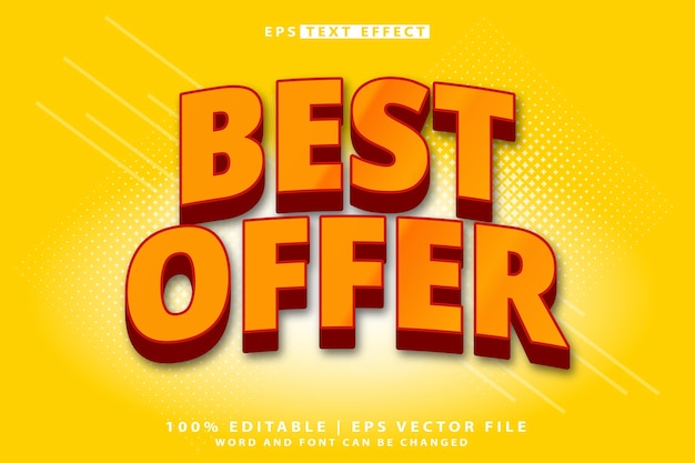 Vector best offer sale 3d text effect