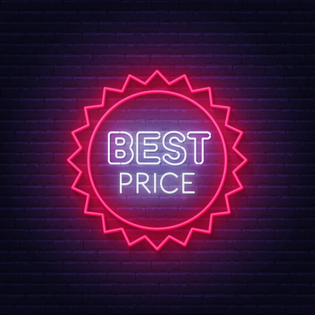 Vector best price neon badge.