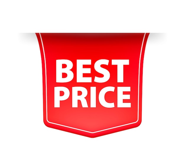 Best price red label with ribbon Vector illustration