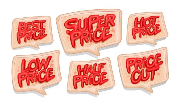 Vector best price super price half and low price advertising sale speech bubbles vector symbols set