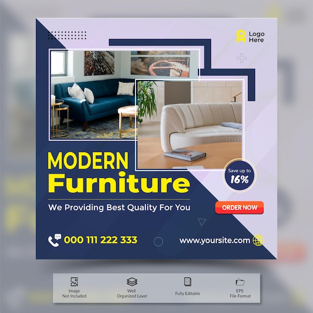 Best quality modern funiture sale social media post design template