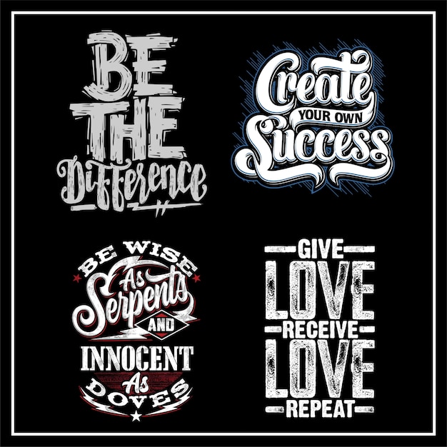 Vector best quotes lettering set