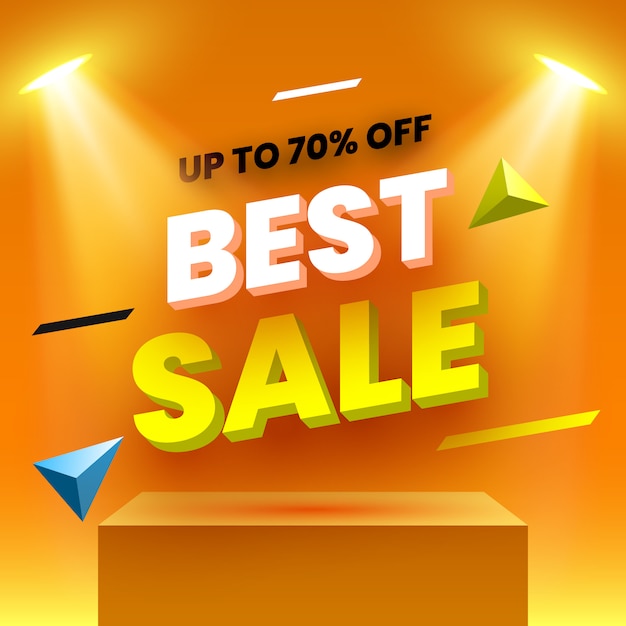 Best sale banner. Orange podium. Pedestal.  illustration.