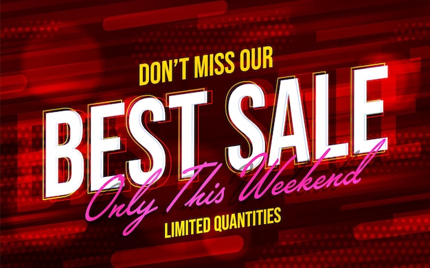Vector best sale offer on weekend promotion poster template design. trendy banner with discount advertisement. special commerce bargain. cheap price on limited quantities of product. vector illustration