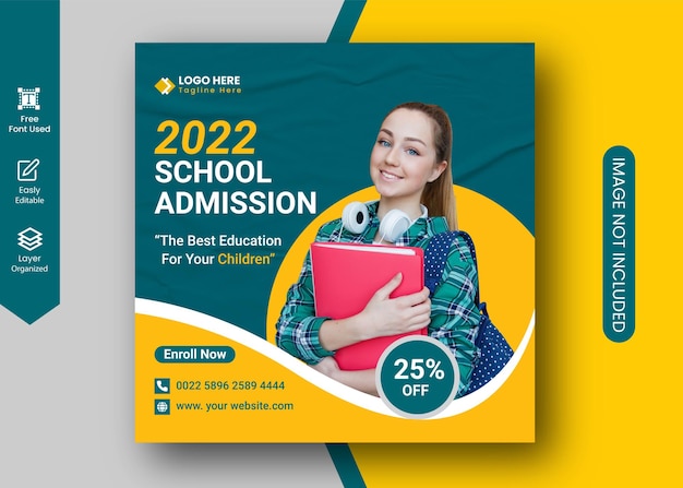 the best school admission offer social media banner design 2022