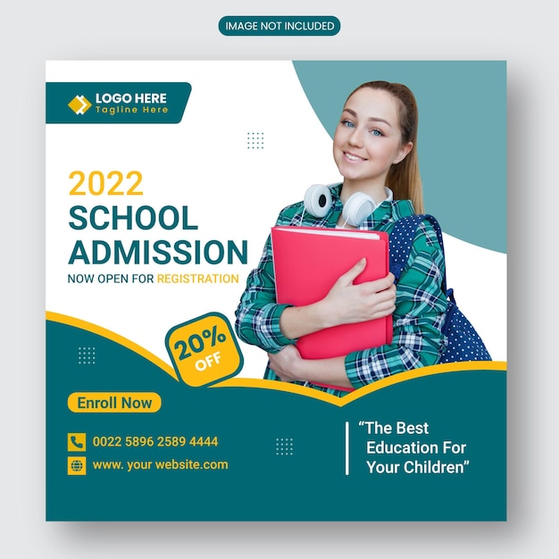the best school admission offer social media banner design 2022