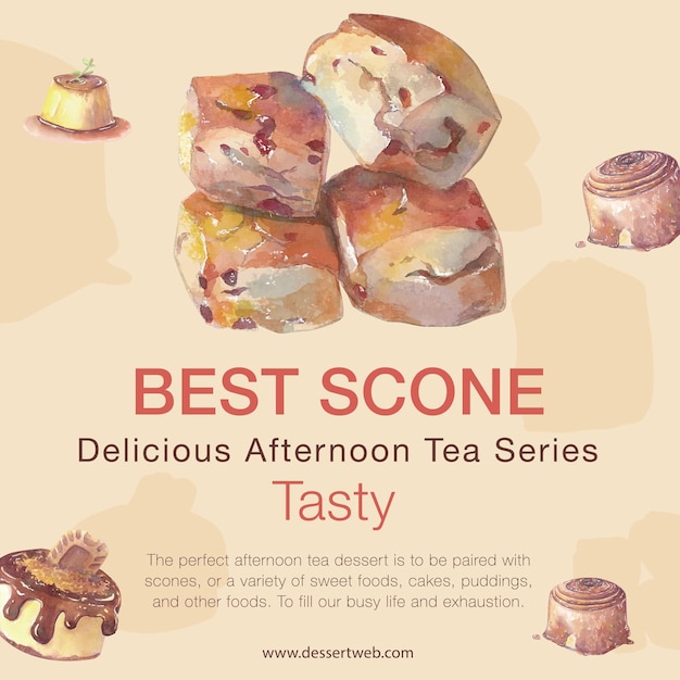 Best scone dessert watercolor illustration style