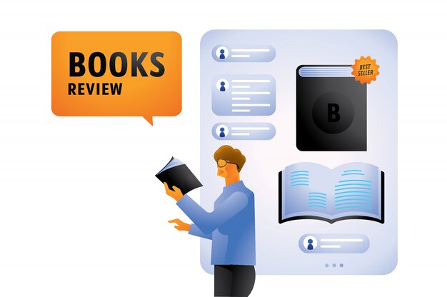 Vector best seller book review illustration