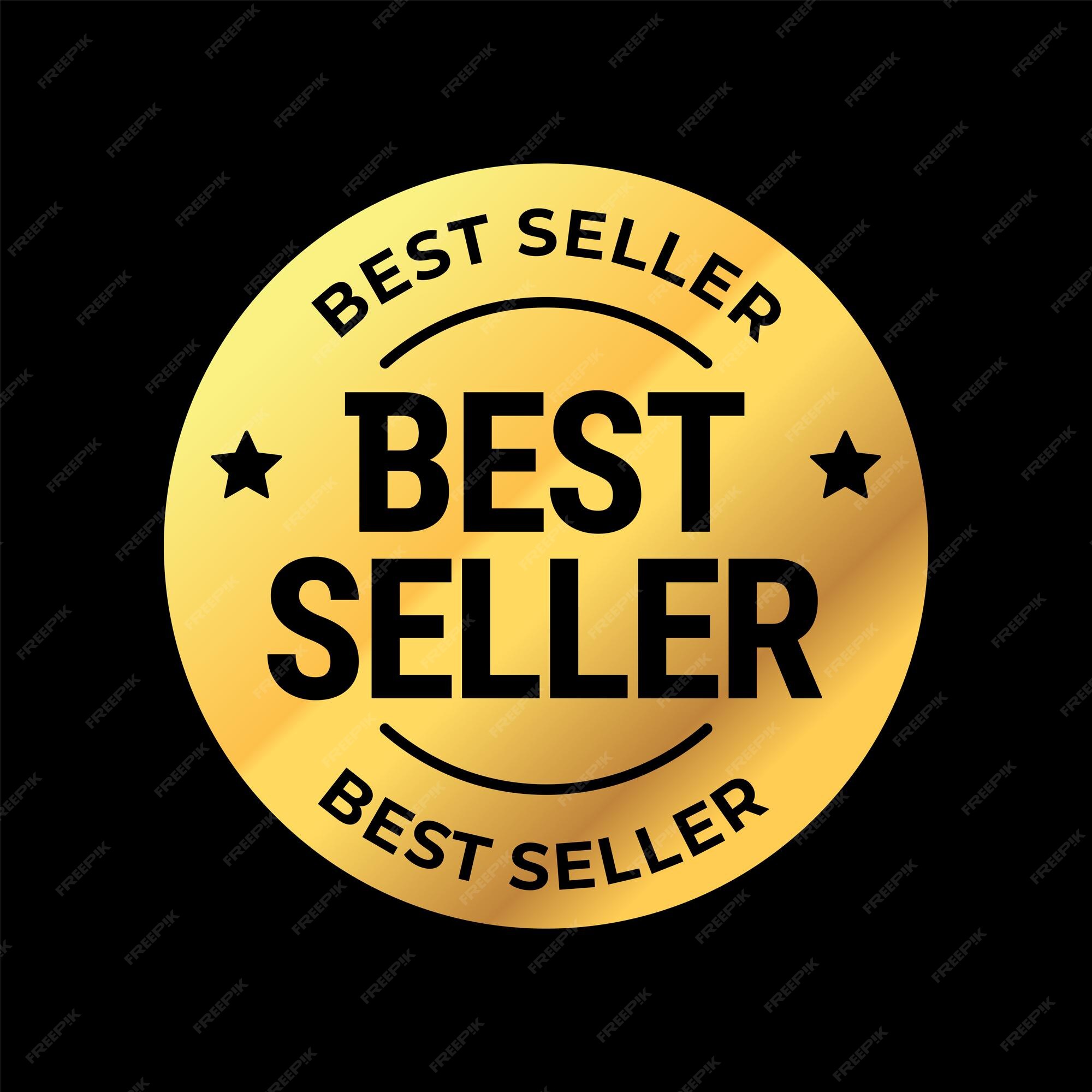 Best seller gold sign label template Royalty Free Vector