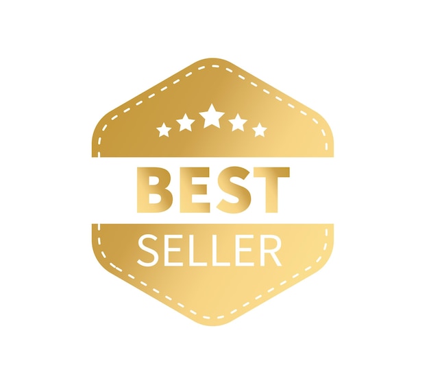 Best seller golden label badge isolated on white background Quality certificate seal