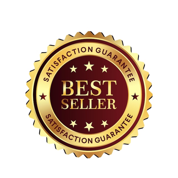 Vector best seller stamp seal in gold color