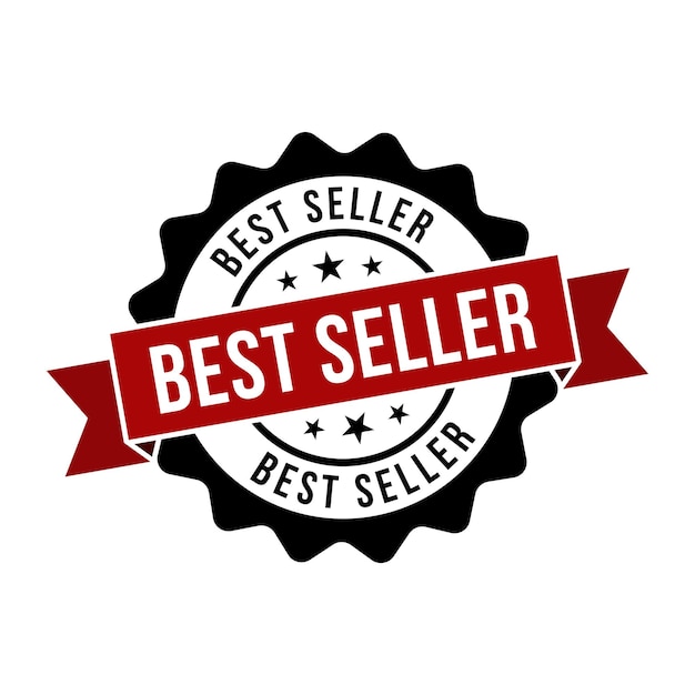 Timbro del best sellercartello rotondo del best seller con nastro