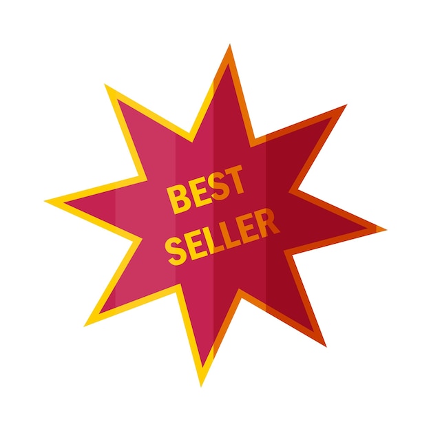 Best seller sticker or badge Shiny label for top book sellers in cartoon style Vector illustration