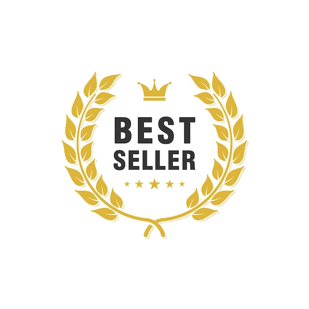 Best seller icon design with laurel, best seller badge logo