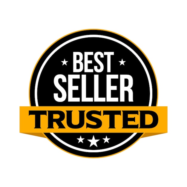 Vector best seller trusted tag design template. best seller tag design