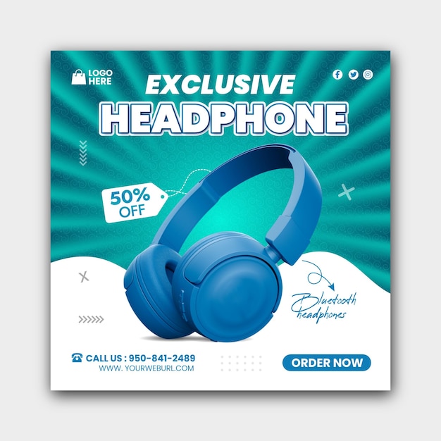 Best selling headphone sale social media instagram post template