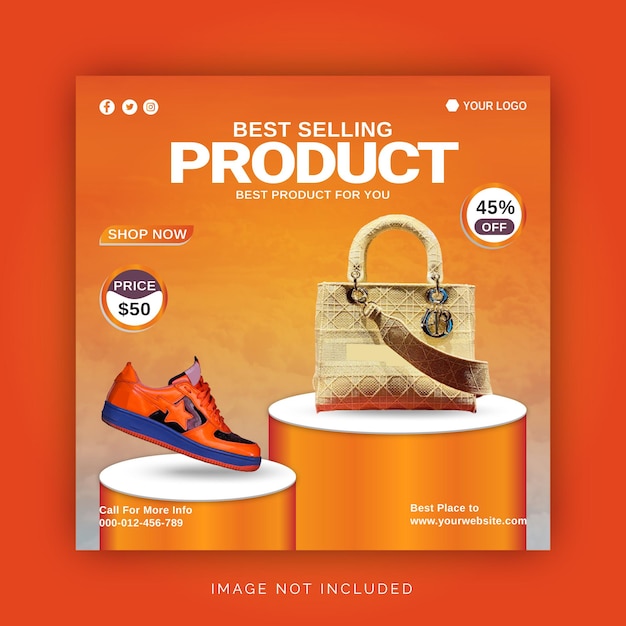 Premium Vector  Best selling product shoes and lady bag instagram banner ad  concept social media post template