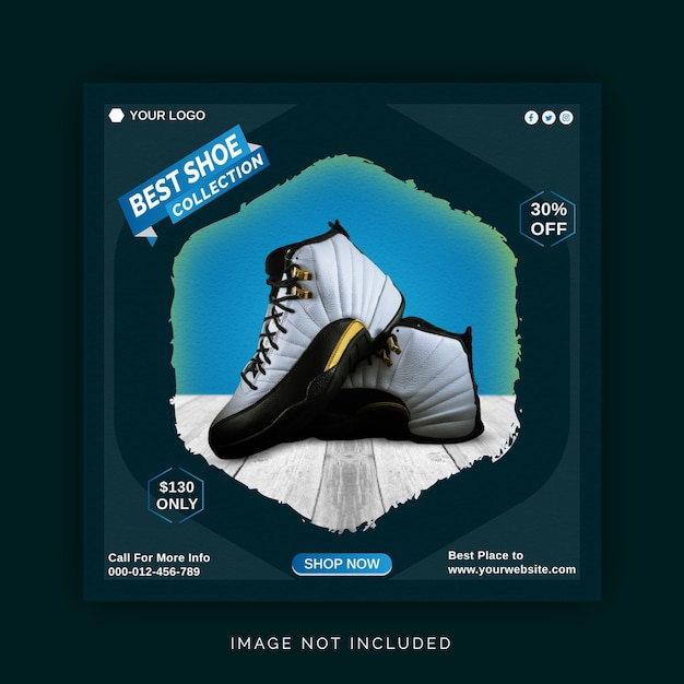 Best shoes collection instagram banner ad concept social media post template