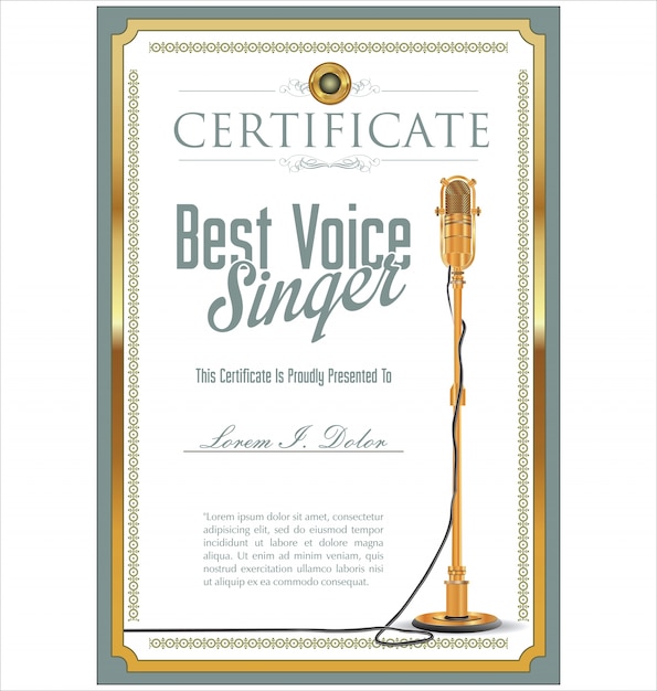 Vector best singer certificate