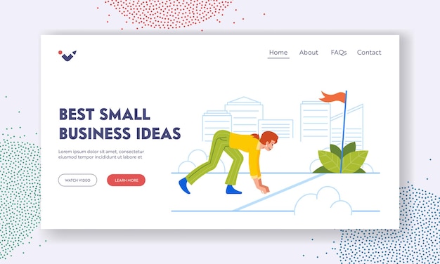 Best Small Business Ideas Landing Page Template Business Woman Stand On Low Start Line Getting Ready For Race