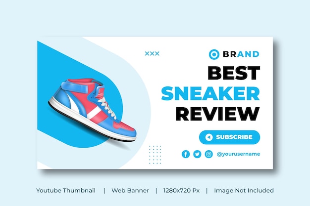 Vector best sneaker review youtube thumbnail or web banner template online shopping  shoes sell banner