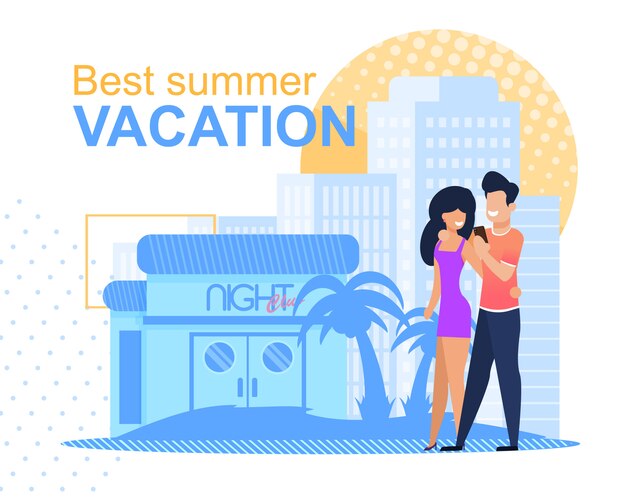 Vector best summer family vacation or honemoon for young married couple