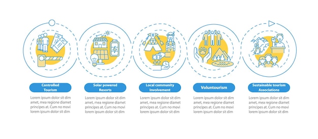 Vector best sustainable tourism practices infographic template.