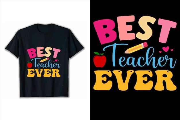 史上最高の教師 t シャツ デザイン無料ベクトル手描き最高の教師テキスト イラスト