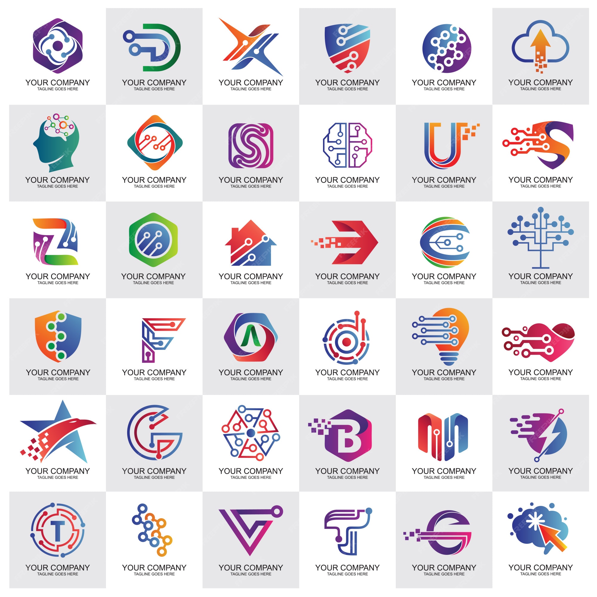 Premium Vector Best Technology Logo Collection