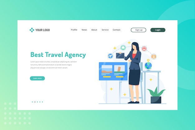 Best travel agency illustration for travelling concept on landing page