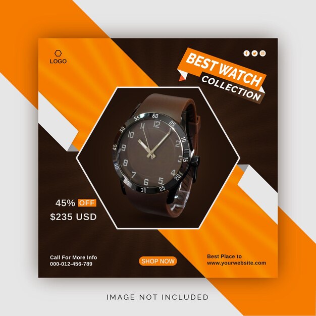 Best watch collection instagram banner ad concept social media post template