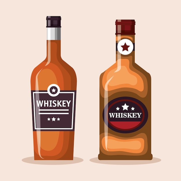 best whiskey set bottles vector illustration design