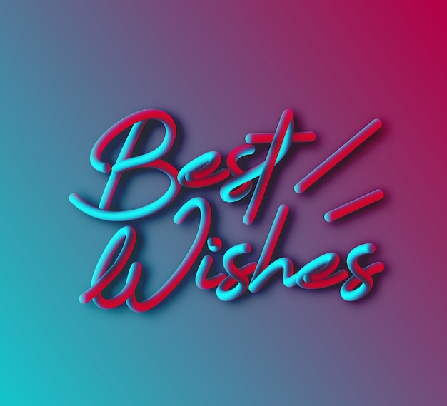 Vector best wishes calligraphic 3d pipe style text vector illustration design