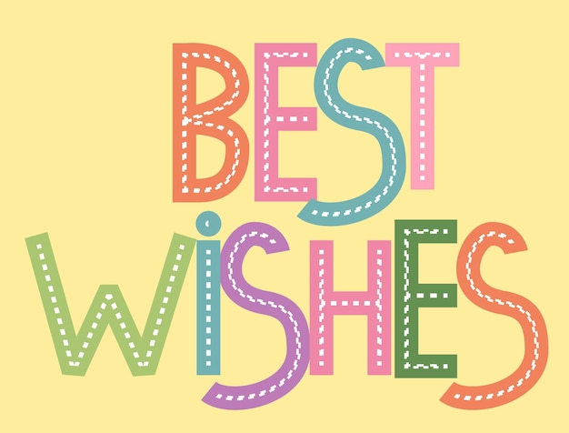 Best Wishes colorful glossy lettering sign with candy on light background