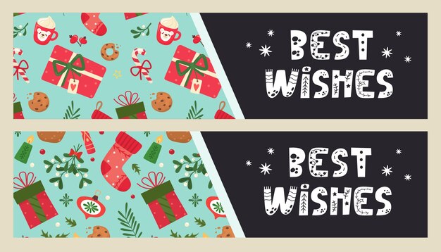 Best wishes congratulation phrase on flyer with christmas elements