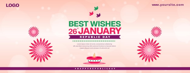 Best wishes republic day cream color background simple design with lamp