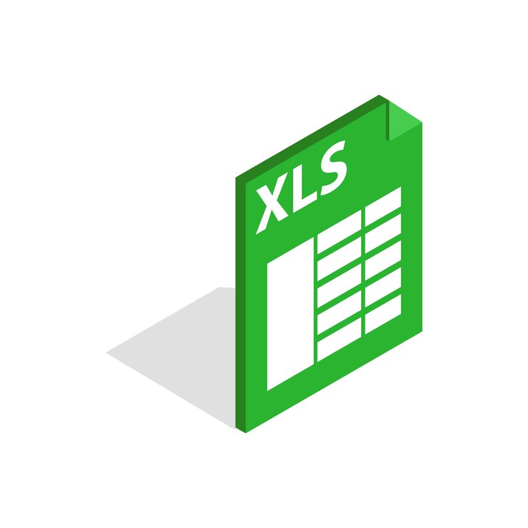 Vector bestandsformaat xls-pictogram in isometrische 3d-stijl geïsoleerd op een witte achtergrond