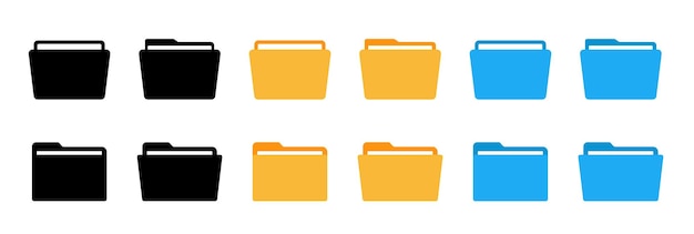 Bestandsmap in platte stijl Iconenverzameling van mappen Vectorsymbool van Office-documentmap