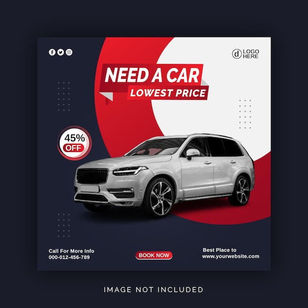 Beste auto te huur social media banner instagram post ad concept-sjabloon