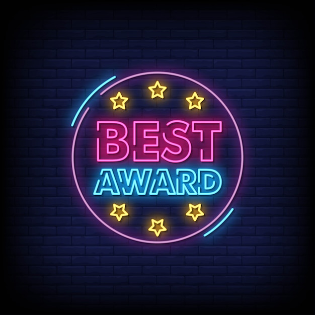 Beste award neon signs style text vector