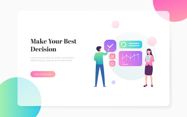 beste beslissing zakelijke landing pagina illustratie