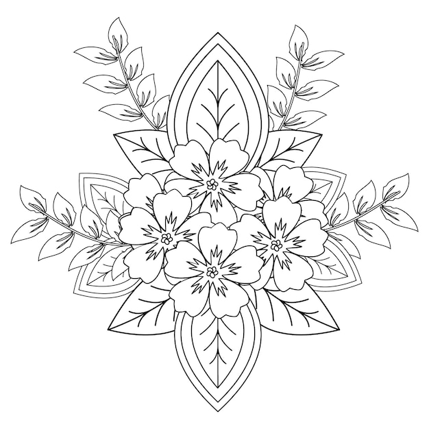 Beste bloem kleurplaat en handgetekende bloem illustratie mandala voor volwassenen
