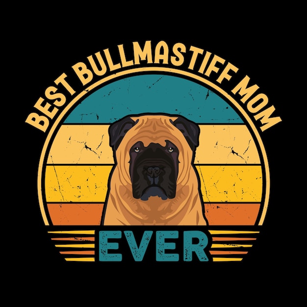 Beste Bullmastiff moeder ooit typografie Retro Tshirt illustratie Vintage Tee Shirt Vector