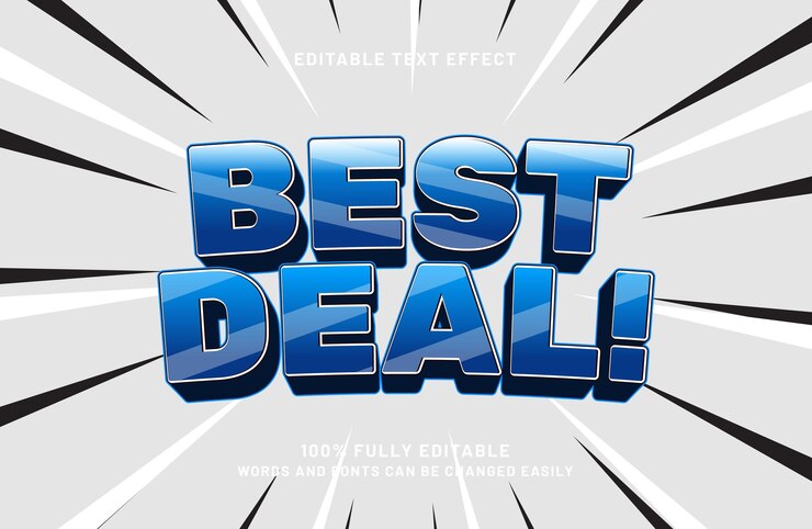 Vector beste deal bewerkbare tekst-effect met sale stijl