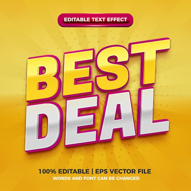 Beste deal modern paars geel 3d bewerkbaar teksteffect