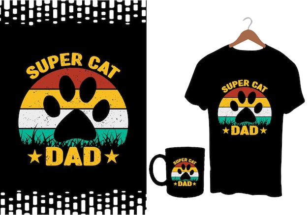 beste kattenvader ooit t-shirtontwerp, grappige kattenliefhebber die retro vintage kattent-shirt miauwt