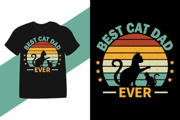 Beste kattenvader ooit vaderdag retro vintage t-shirtontwerp