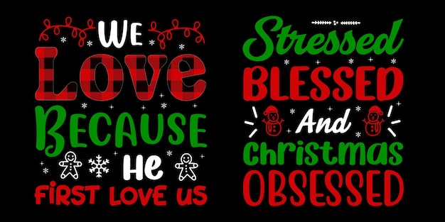 Beste kersttypografie T-shirtontwerpbundel